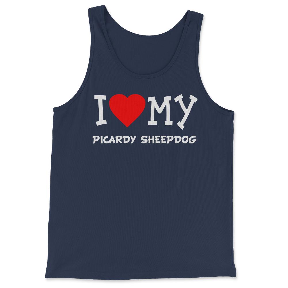 I Love My Picardy Sheepdog Dog Breed - Tank Top - Navy