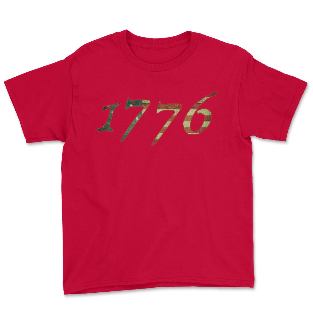 1776 Declaration of Independence US Flag - Youth Tee - Red