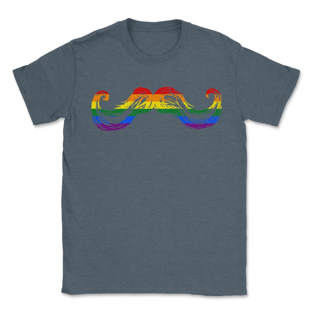 Gay Pride Mustache - Unisex T-Shirt - Dark Grey Heather