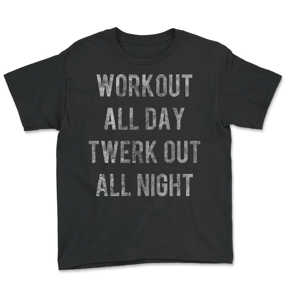 Workout All Day Retro - Youth Tee - Black