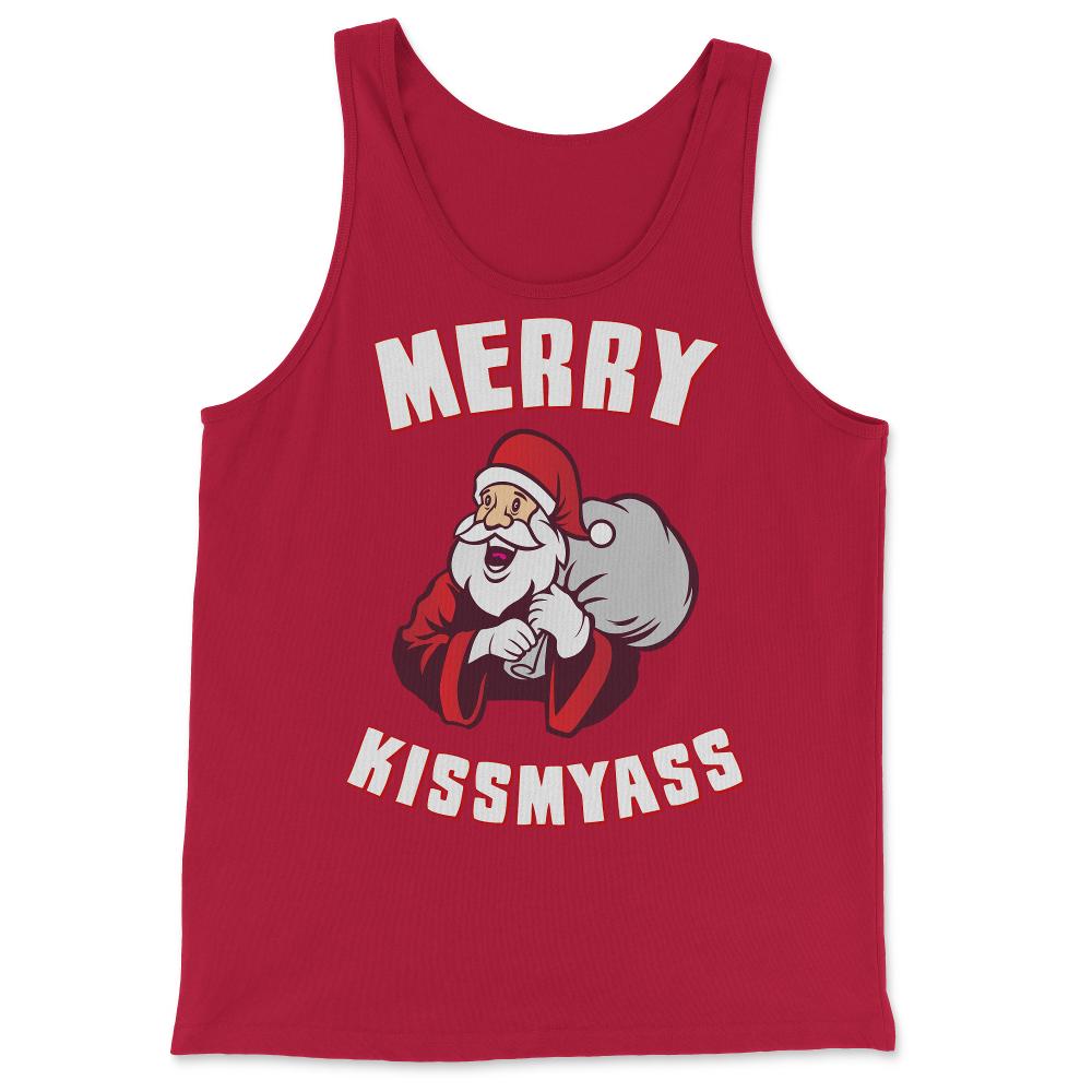 Merry Kissmyass Funny Christmas - Tank Top - Red