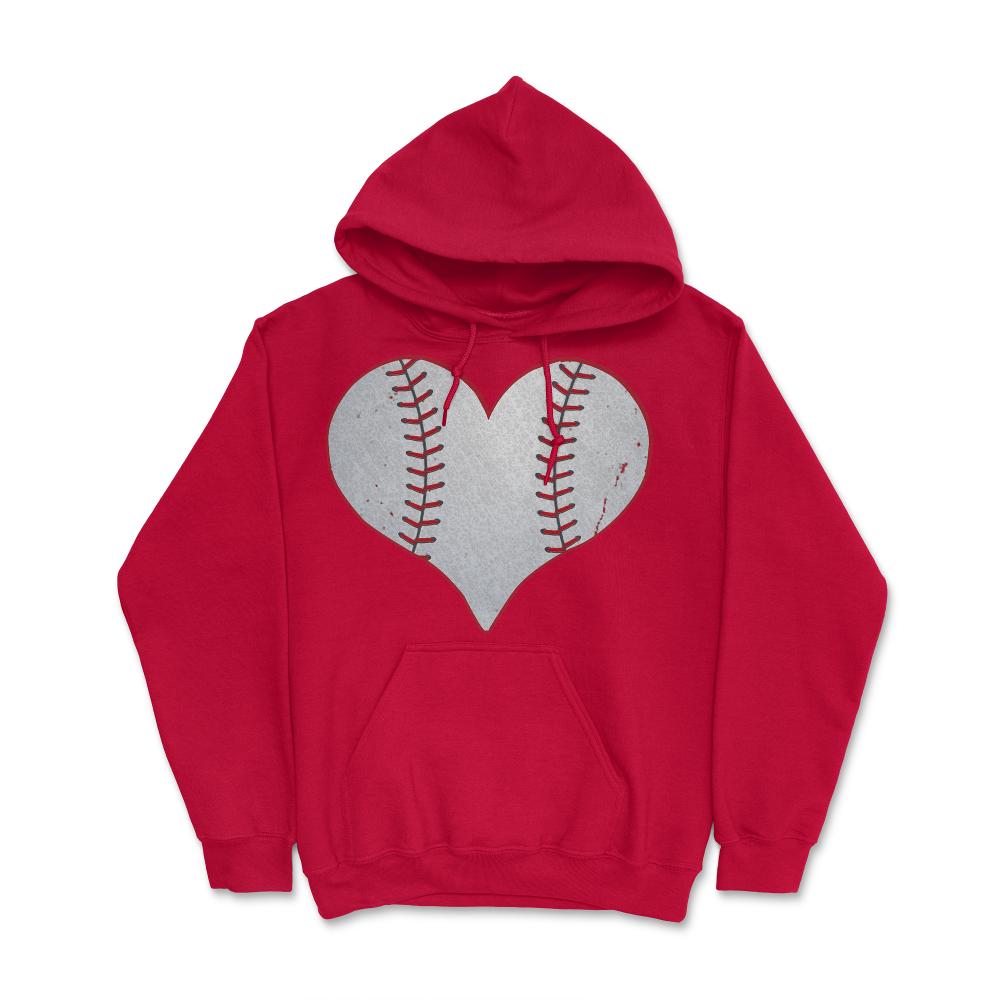 I Love Baseball Heart - Hoodie - Red