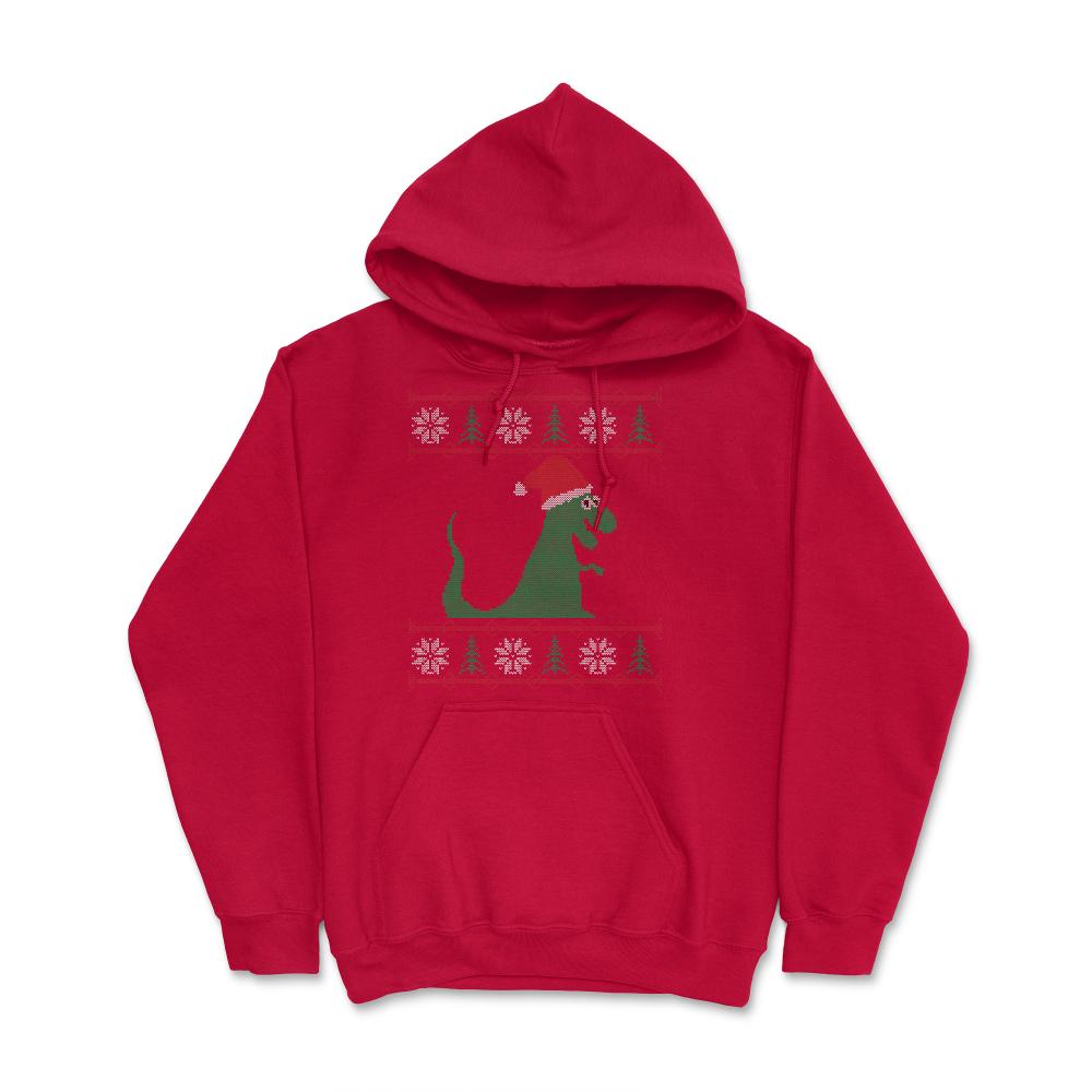 T-Rex Santa Ugly Christmas Sweater - Hoodie - Red