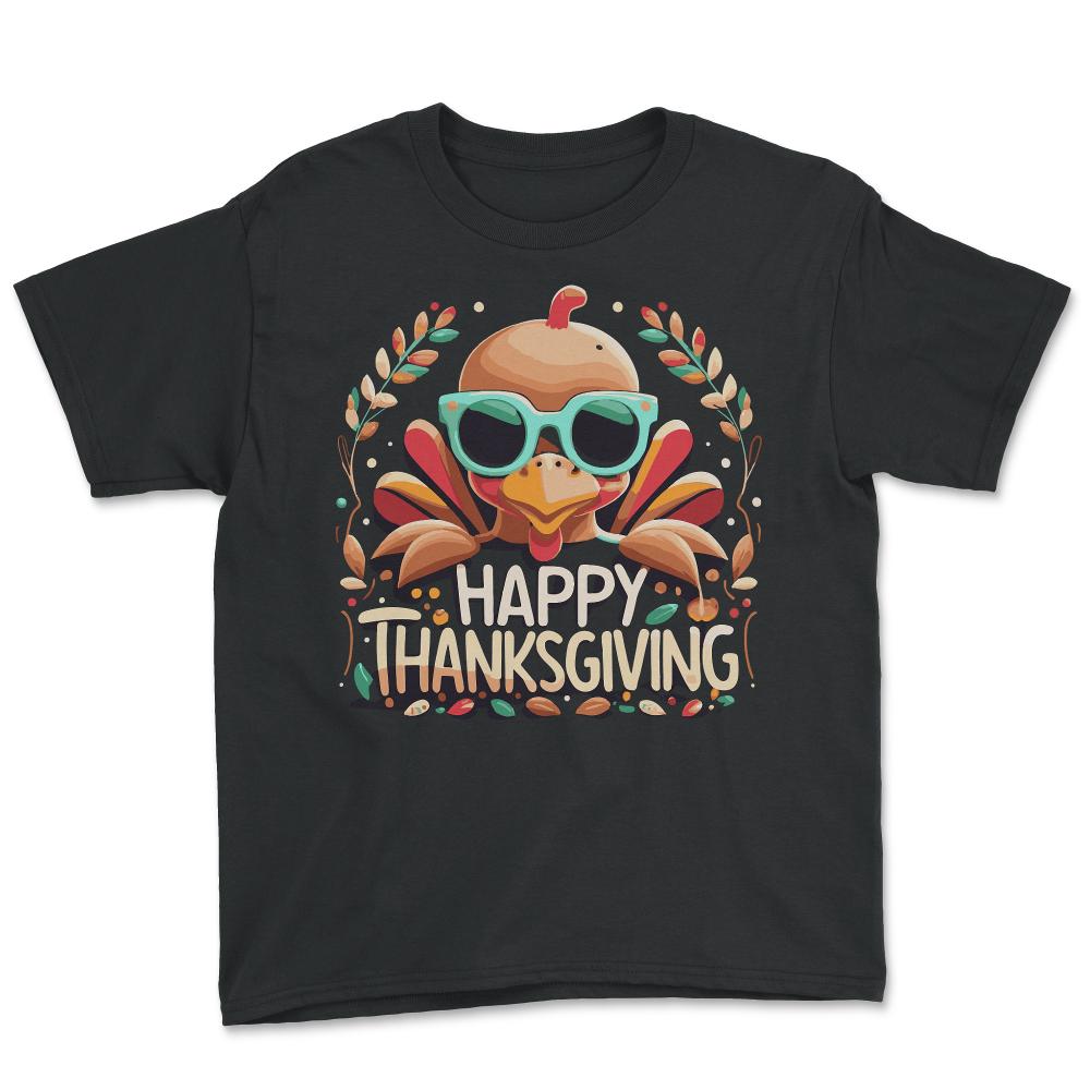 Happy Thanksgiving Turkey - Youth Tee - Black
