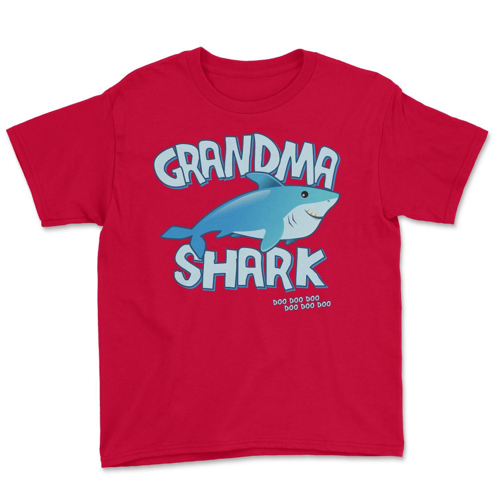 Grandma Shark Doo Doo Doo - Youth Tee - Red