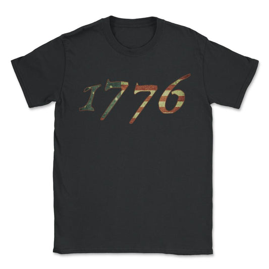 1776 Declaration of Independence US Flag - Unisex T-Shirt - Black