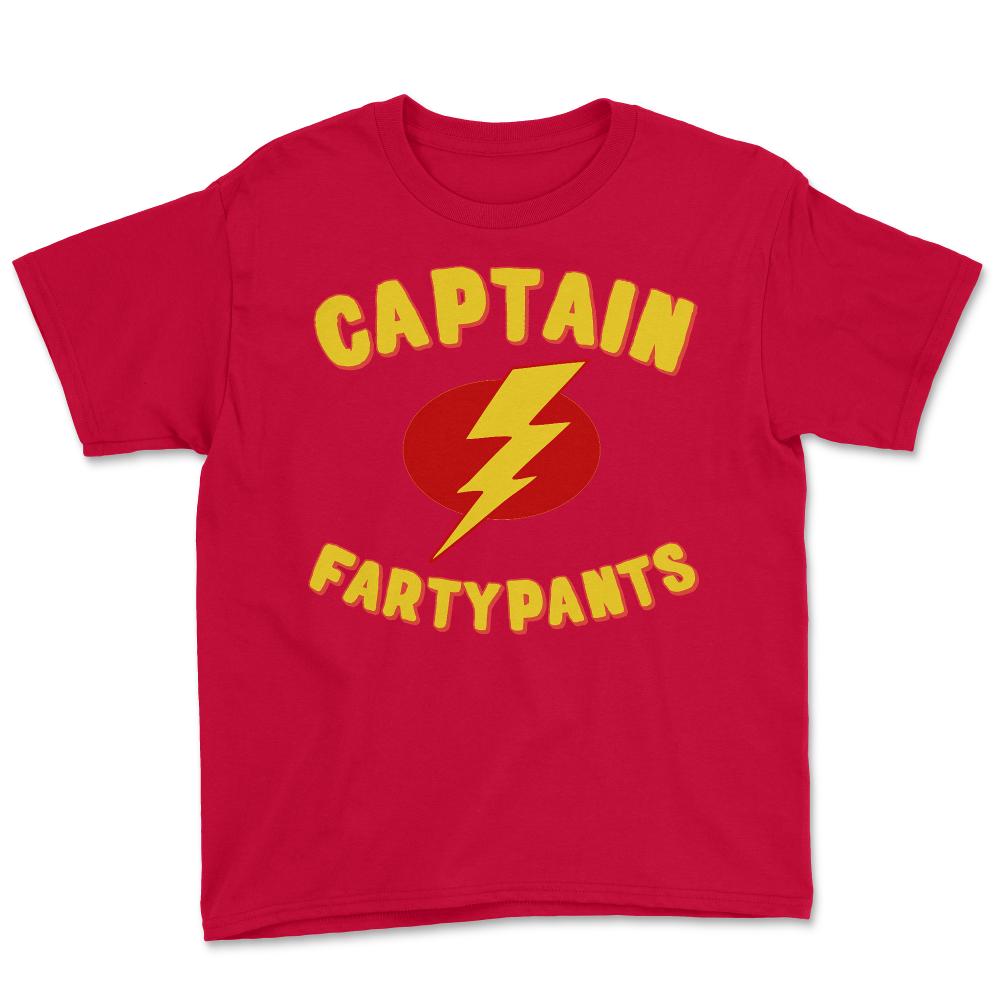 Captain Fartypants Funny Fart - Youth Tee - Red