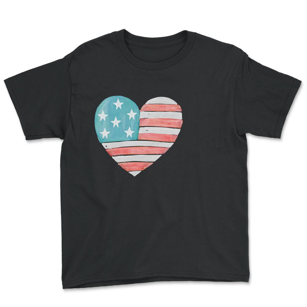 Patriotic I Love The Usa Flag - Youth Tee - Black