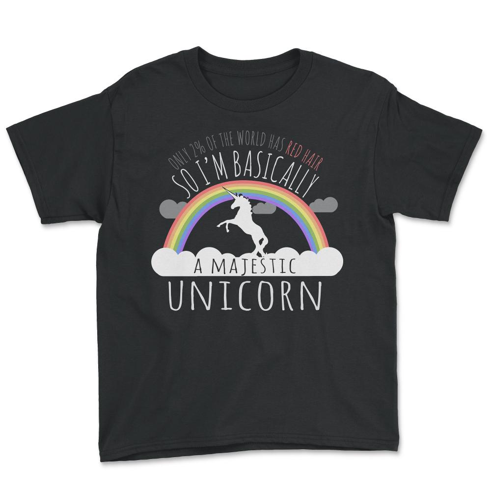 Red Hair Majestic Unicorn Funny Redhead - Youth Tee - Black