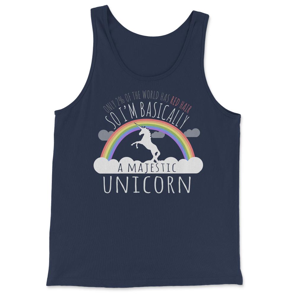 Red Hair Majestic Unicorn Funny Redhead - Tank Top - Navy