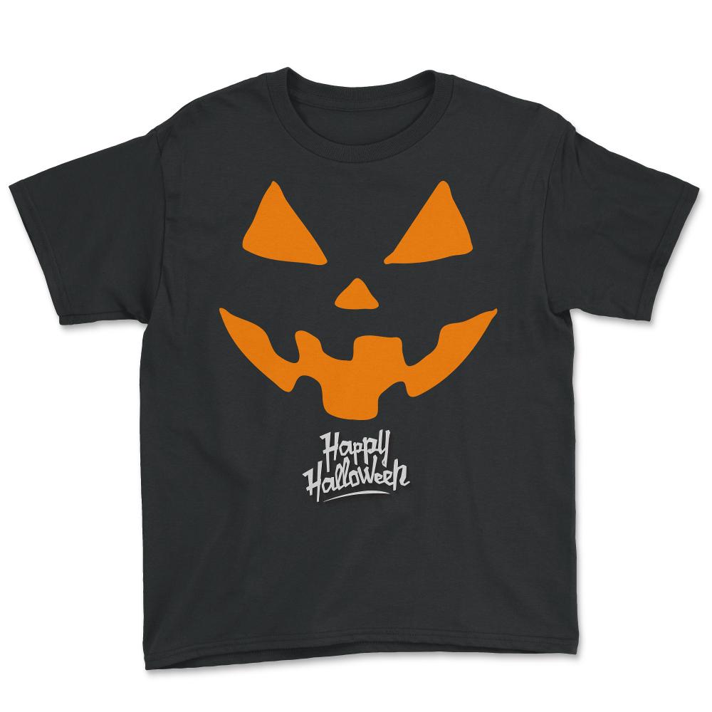 Jack-O-Lantern Pumpkin Happy Halloween - Youth Tee - Black