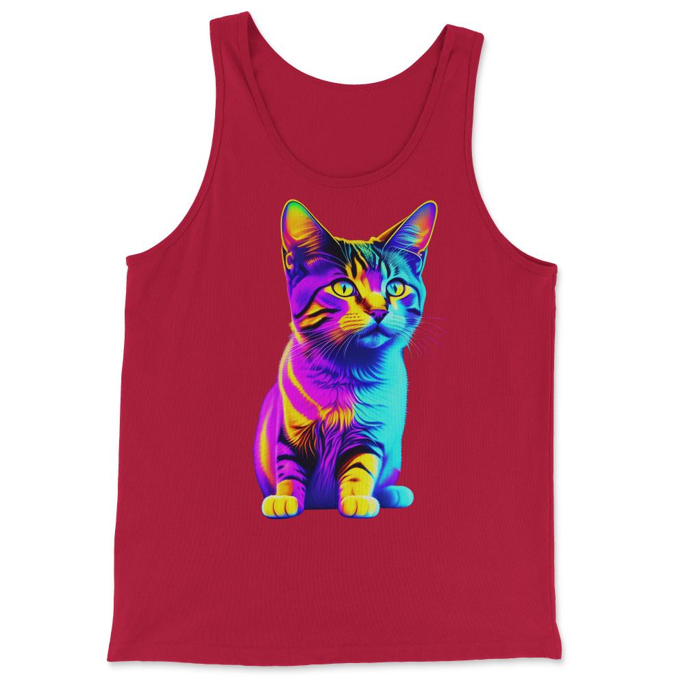 Colorful Rainbow Kitten - Tank Top - Red