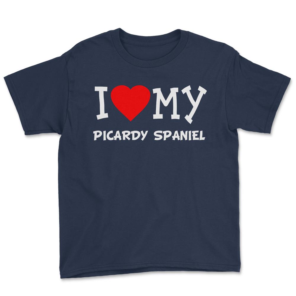 I Love My Picardy Spaniel Dog Breed - Youth Tee - Navy