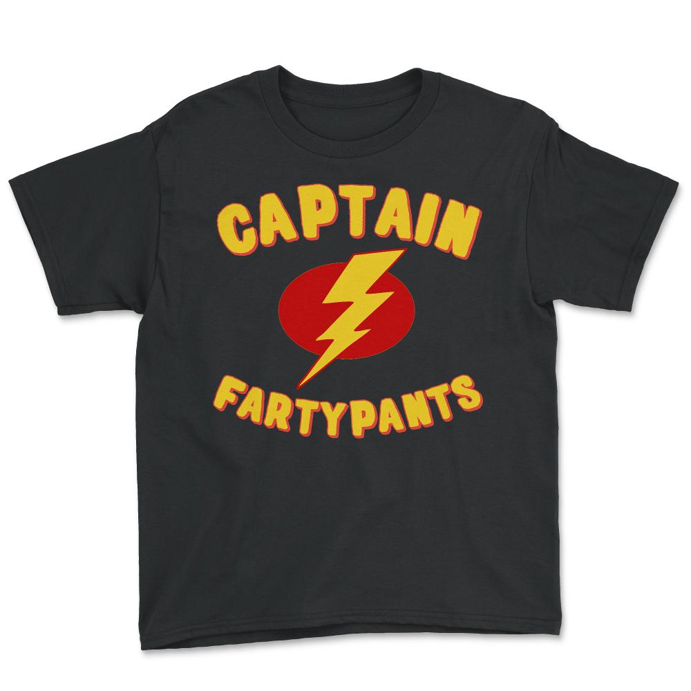 Captain Fartypants Funny Fart - Youth Tee - Black