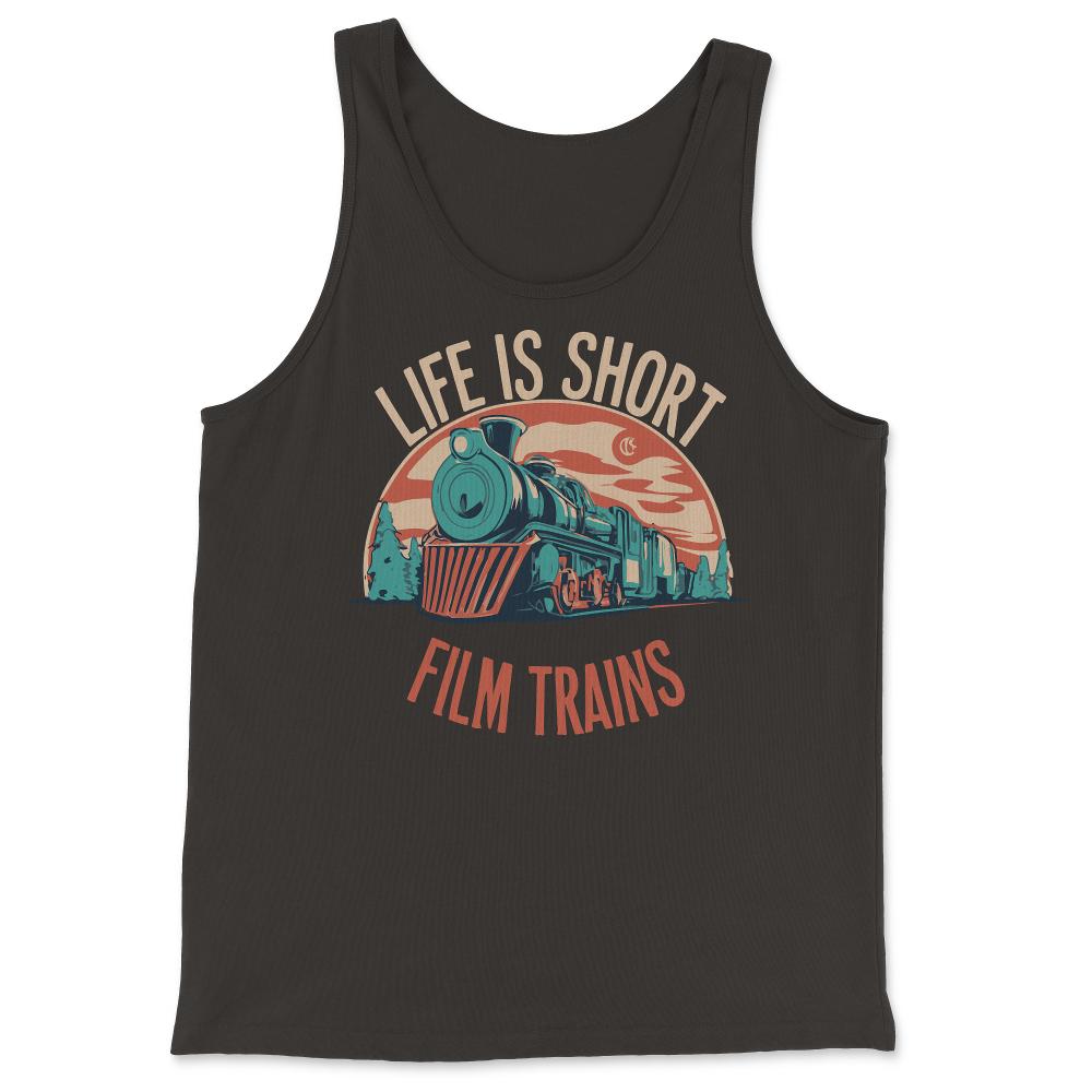 Life is Short Film Trains Railfan - Tank Top - Black