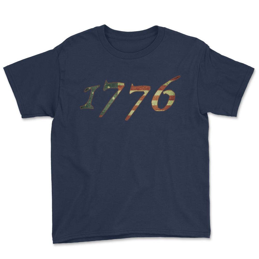 1776 Declaration of Independence US Flag - Youth Tee - Navy