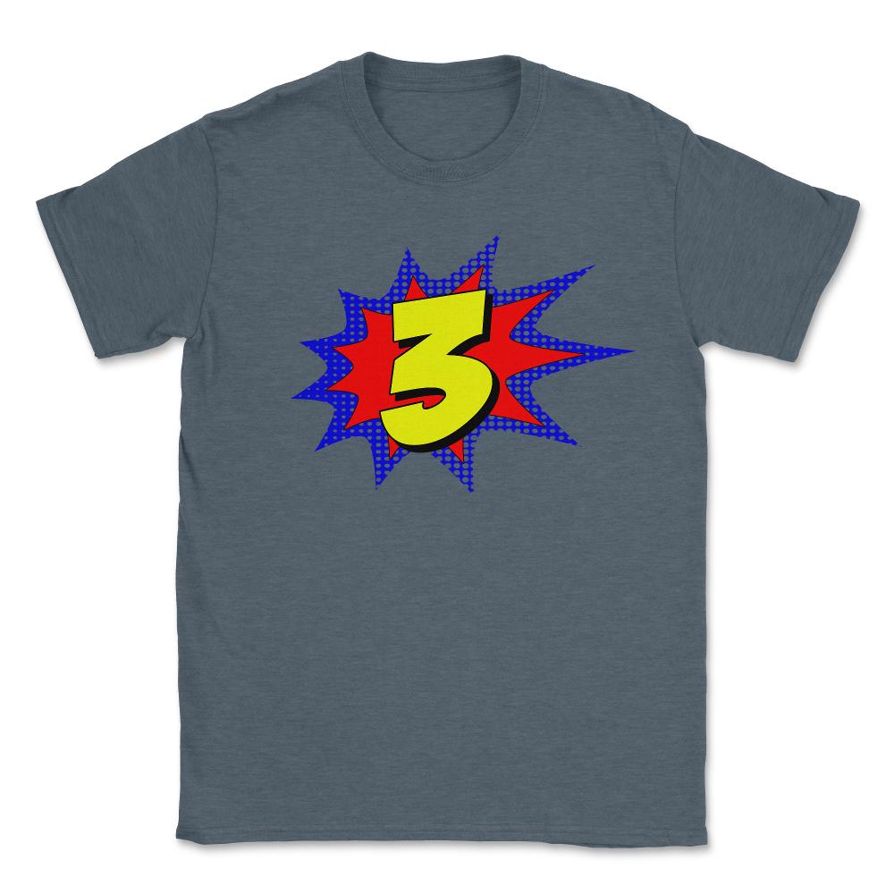 Superhero 3 Years Old Birthday - Unisex T-Shirt - Dark Grey Heather