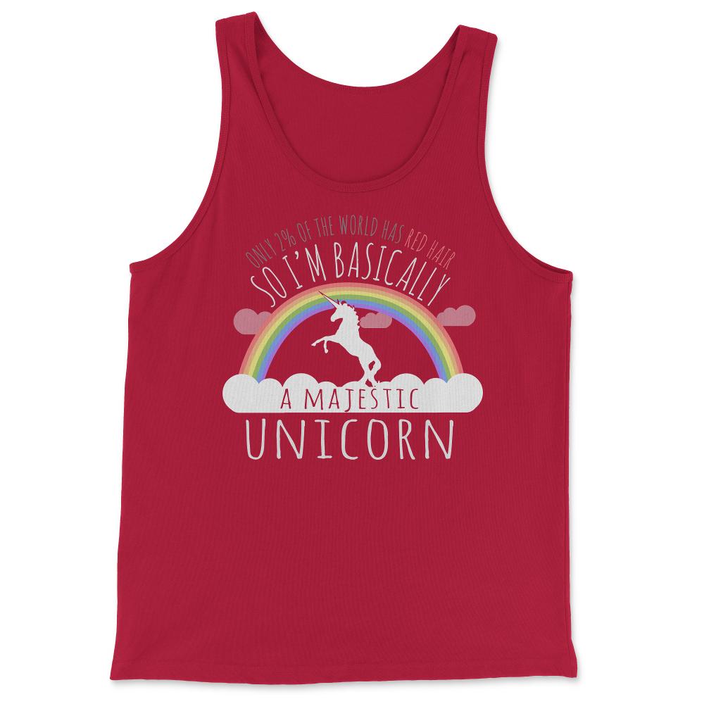 Red Hair Majestic Unicorn Funny Redhead - Tank Top - Red
