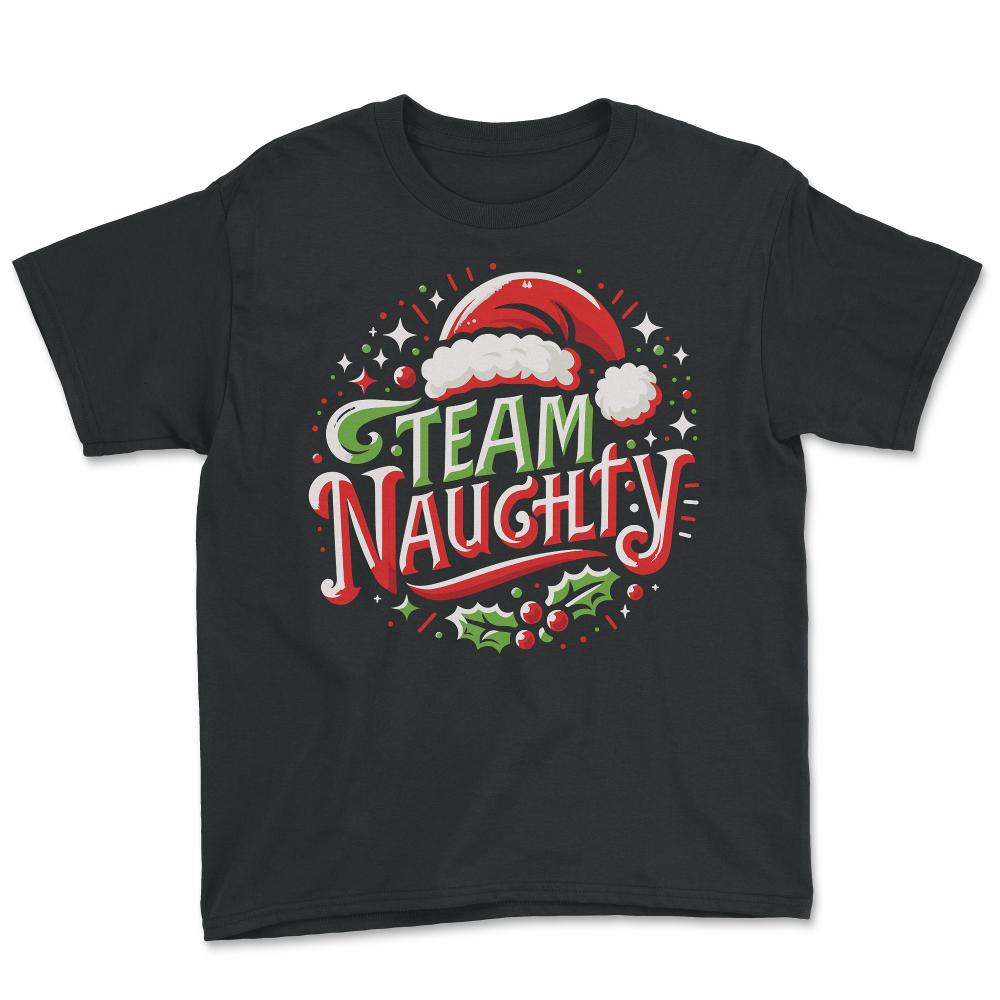 Team Naughty Funny Christmas - Youth Tee - Black