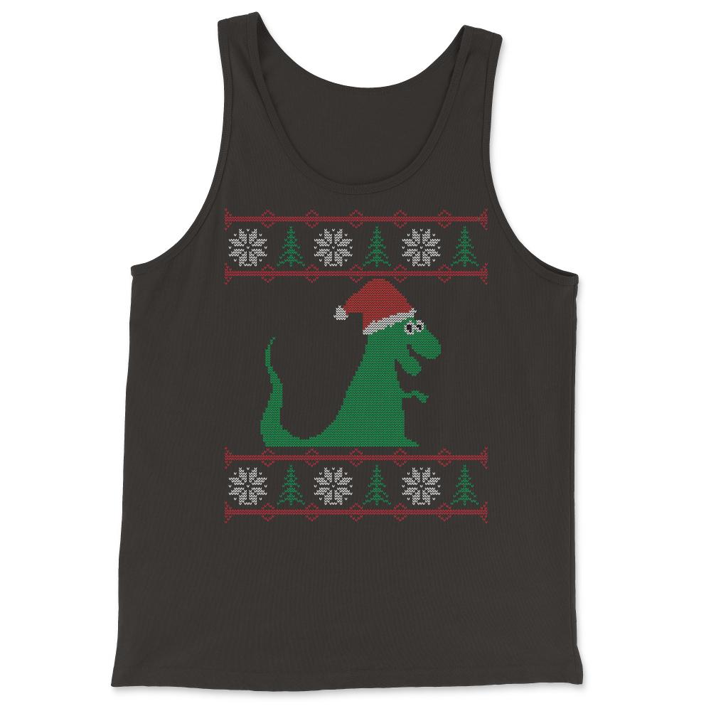 T-Rex Santa Ugly Christmas Sweater - Tank Top - Black