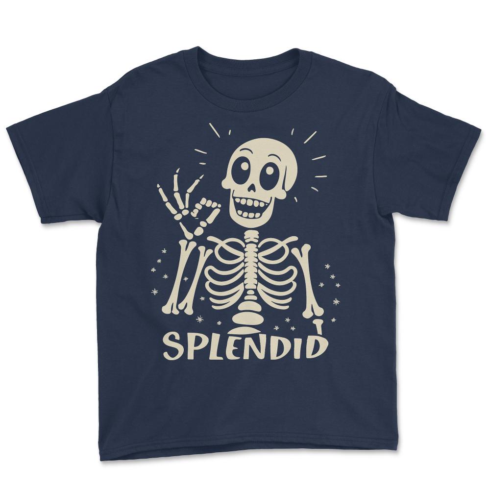 Splendid Skeleton Funny Halloween - Youth Tee - Navy