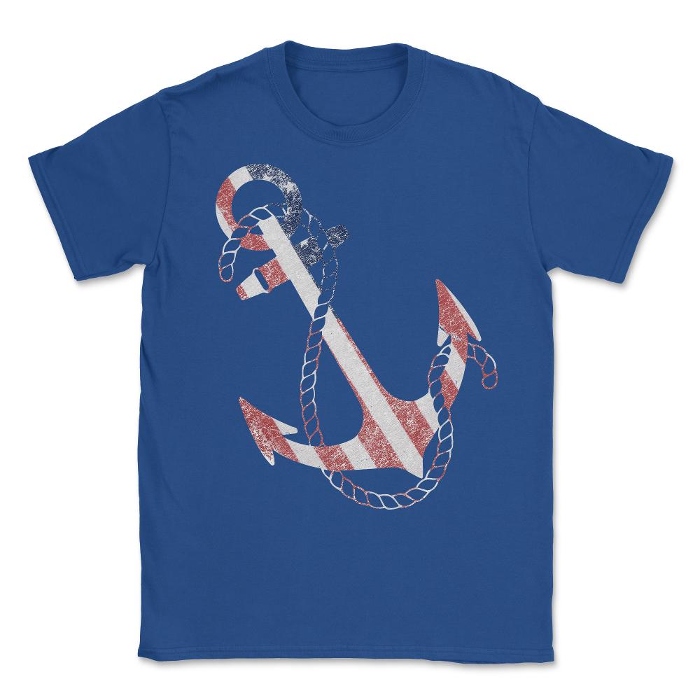 Retro USA Flag Anchor - Unisex T-Shirt - Royal Blue