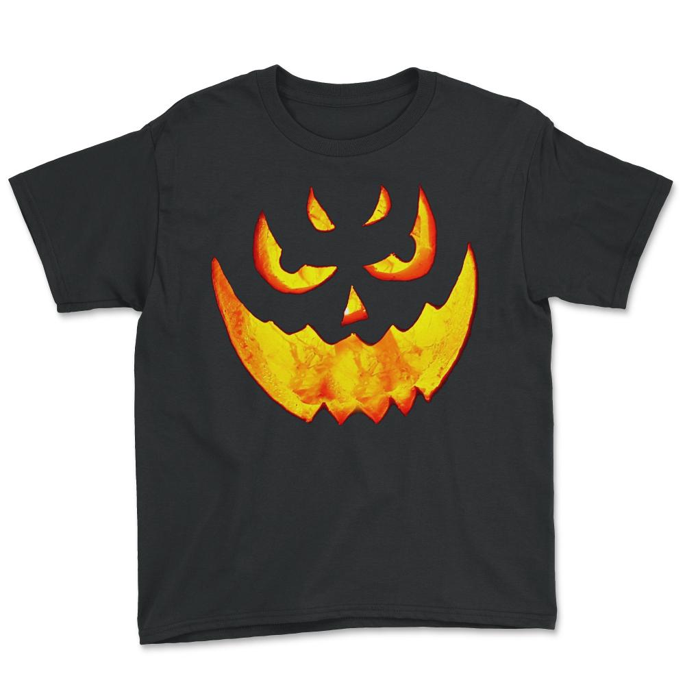 Scary Glowing Pumpkin Halloween Costume - Youth Tee - Black
