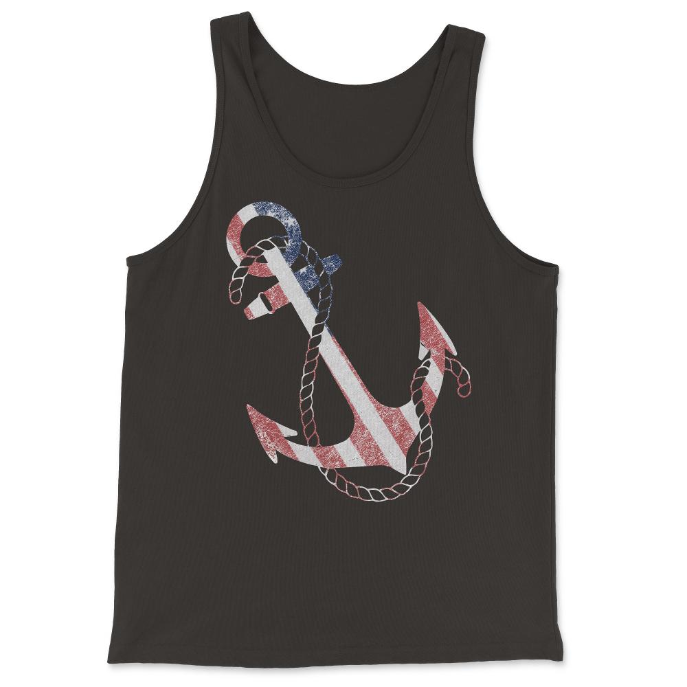 Retro USA Flag Anchor - Tank Top - Black