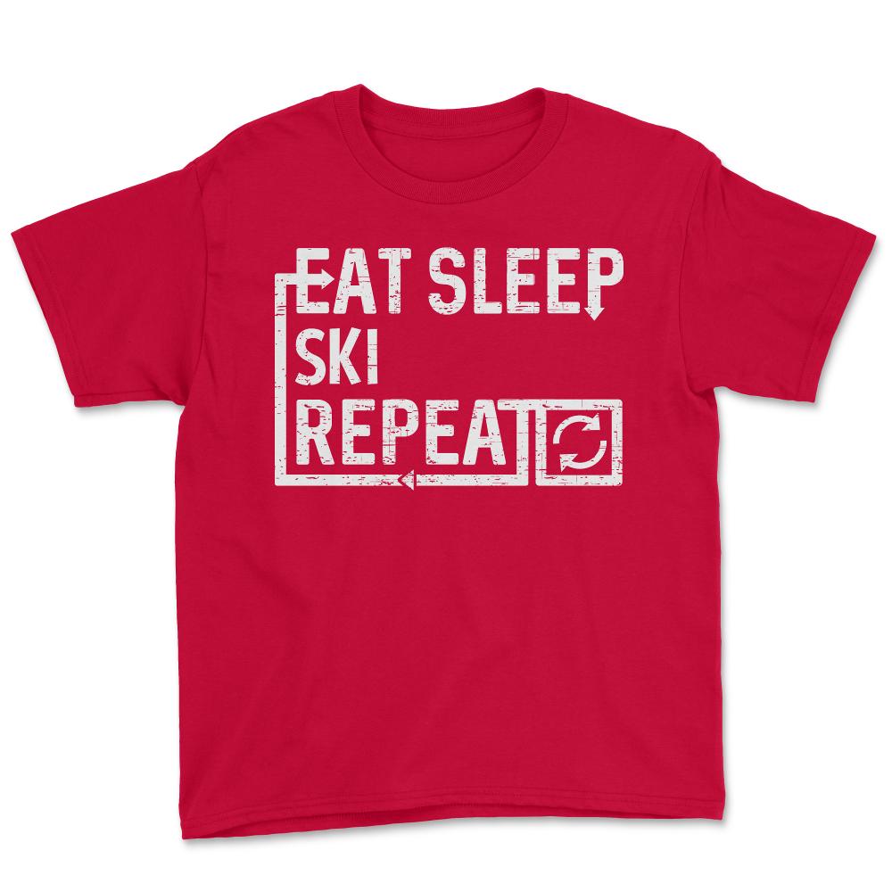 Eat Sleep Ski - Youth Tee - Red