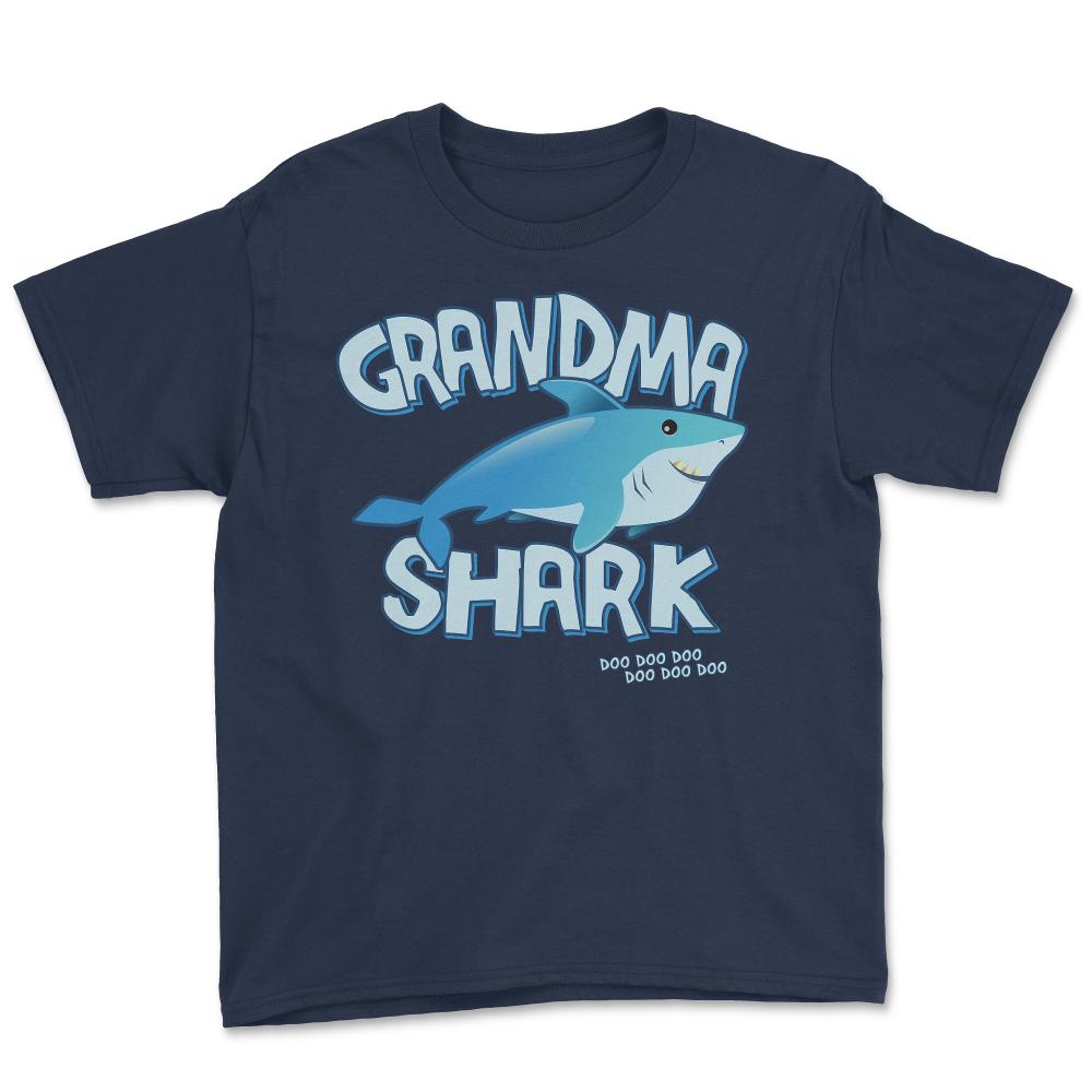 Grandma Shark Doo Doo Doo - Youth Tee - Navy