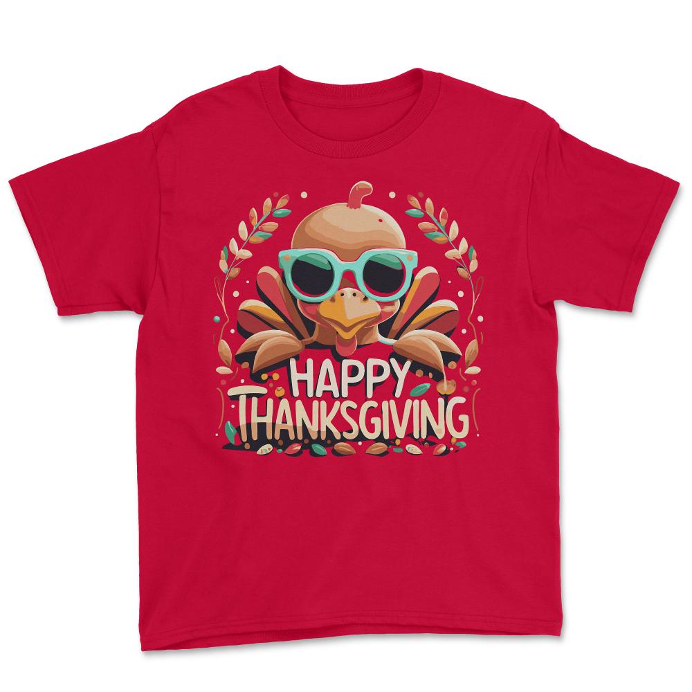 Happy Thanksgiving Turkey - Youth Tee - Red
