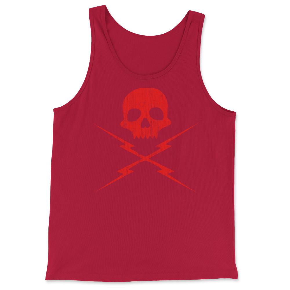 Skull And Bolts Retro - Tank Top - Red