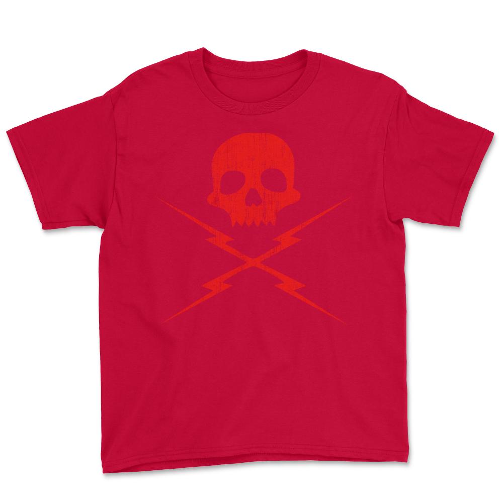 Skull And Bolts Retro - Youth Tee - Red