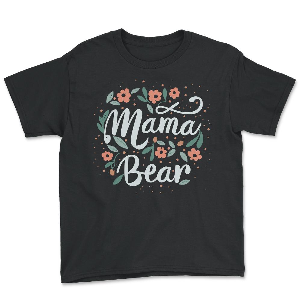Mama Bear Floral - Youth Tee - Black