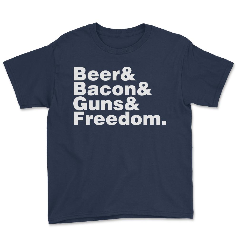 Beer Bacon Guns And Freedom - Youth Tee - Navy