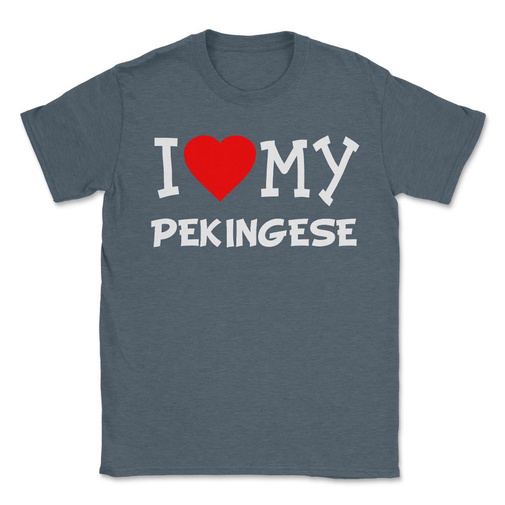 I Love My Pekingese Dog Breed - Unisex T-Shirt - Dark Grey Heather