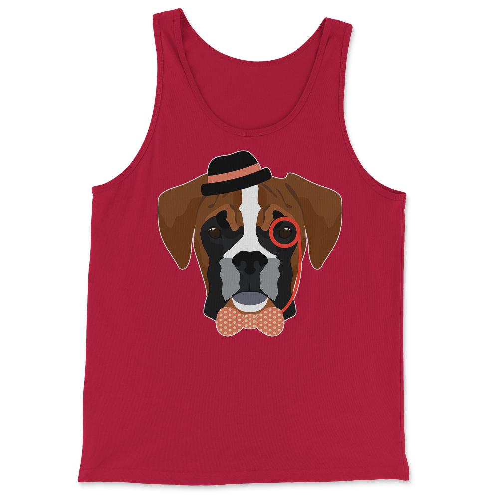 Hipster Boxer Dog - Tank Top - Red