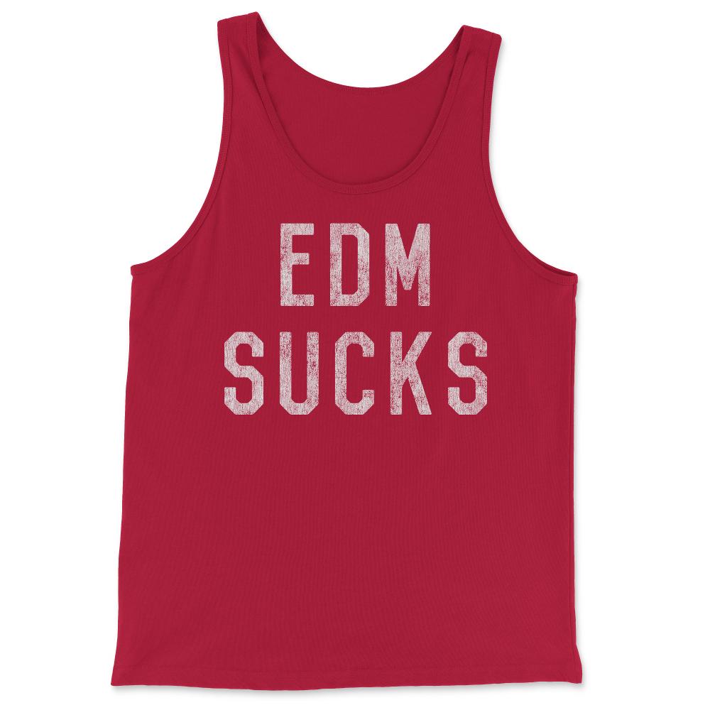 Retro EDM Electronic Dance Music Sucks - Tank Top - Red