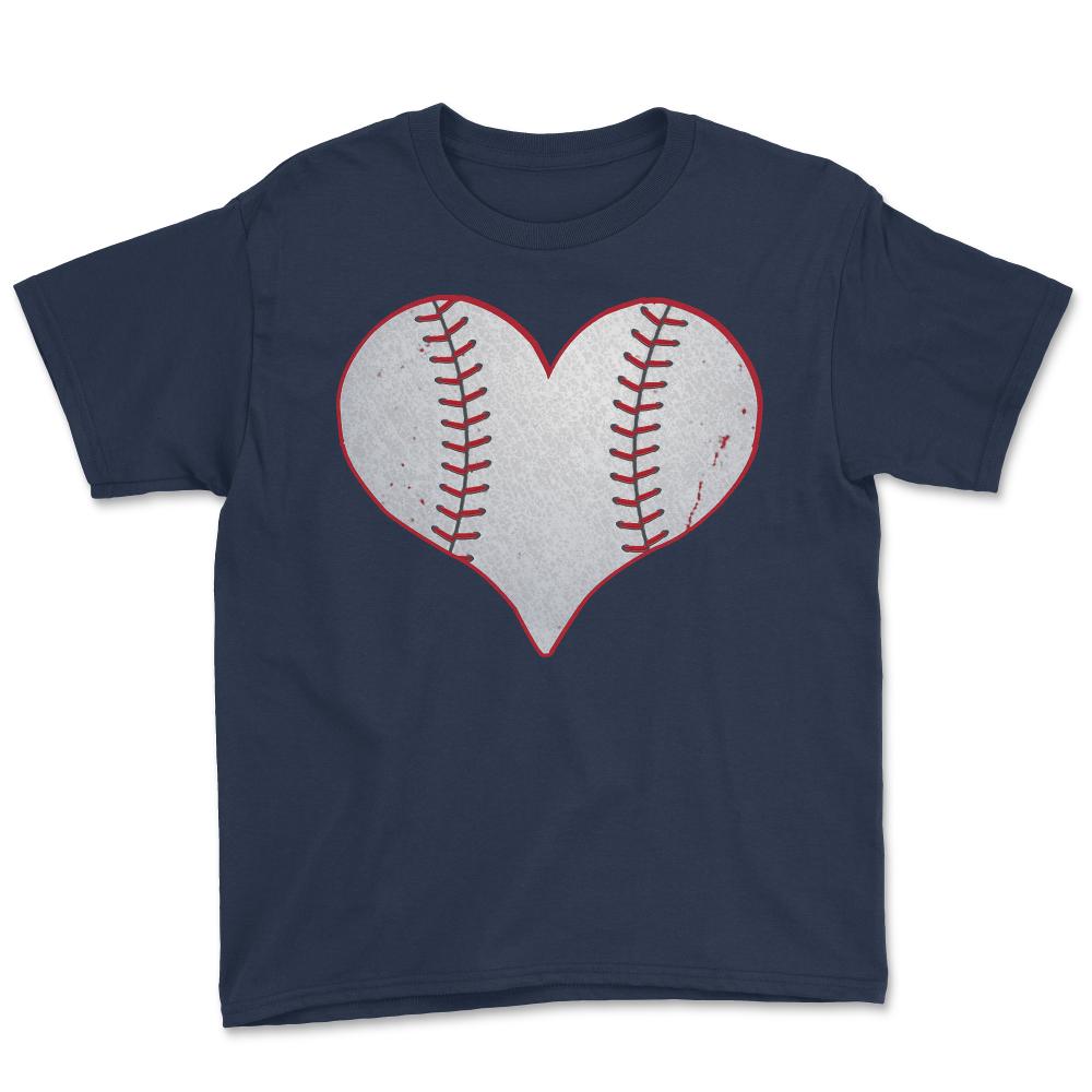 I Love Baseball Heart - Youth Tee - Navy