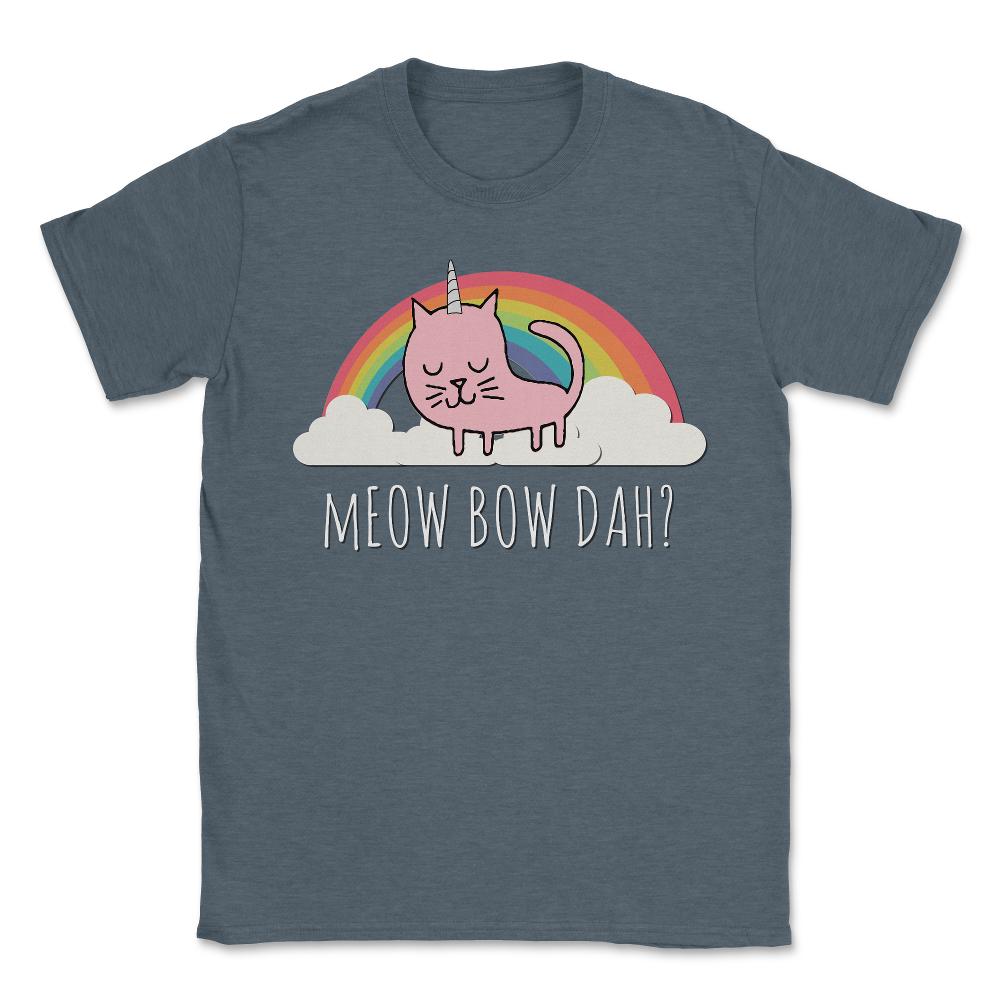 Meow Bow Dah - Unisex T-Shirt - Dark Grey Heather