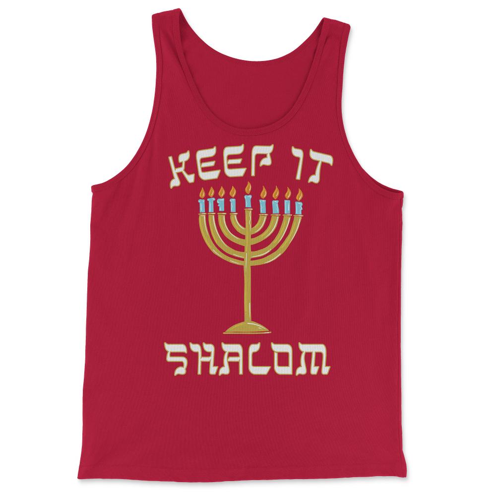 Keep is Shalom Hanukkah Menorah - Tank Top - Red