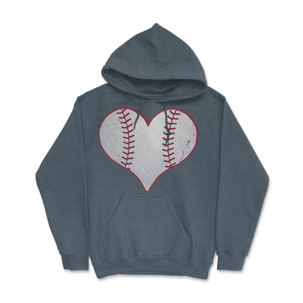 I Love Baseball Heart - Hoodie - Dark Grey Heather