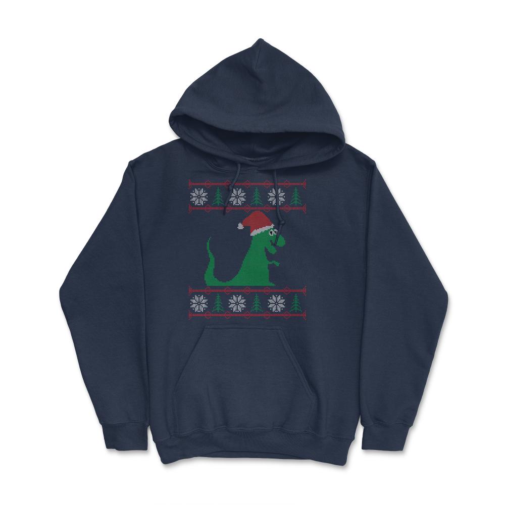 T-Rex Santa Ugly Christmas Sweater - Hoodie - Navy