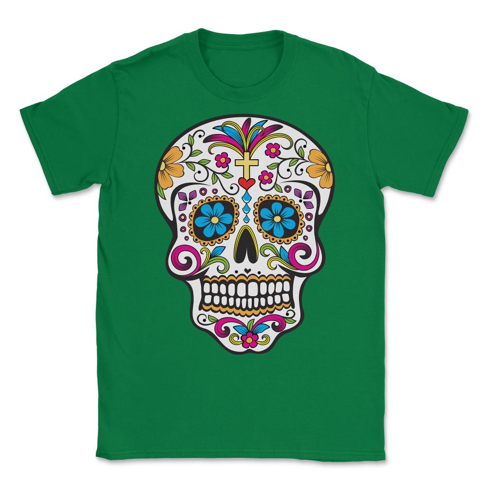 Sugar Skull Day of the Dead Unisex T-Shirt - Green