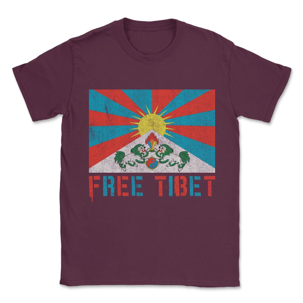 Free Tibet Unisex T-Shirt - Maroon