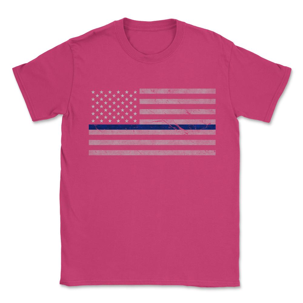 Thin Blue Line US Flag Unisex T-Shirt - Heliconia