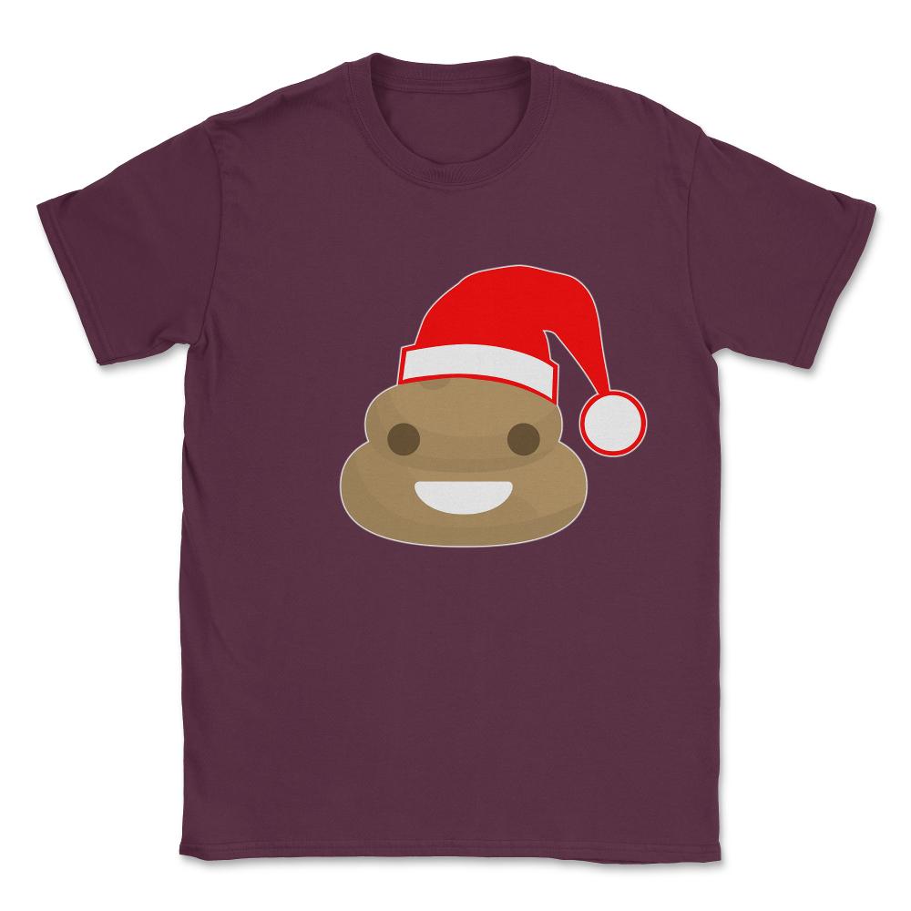 Poop Emoji Santa Unisex T-Shirt - Maroon