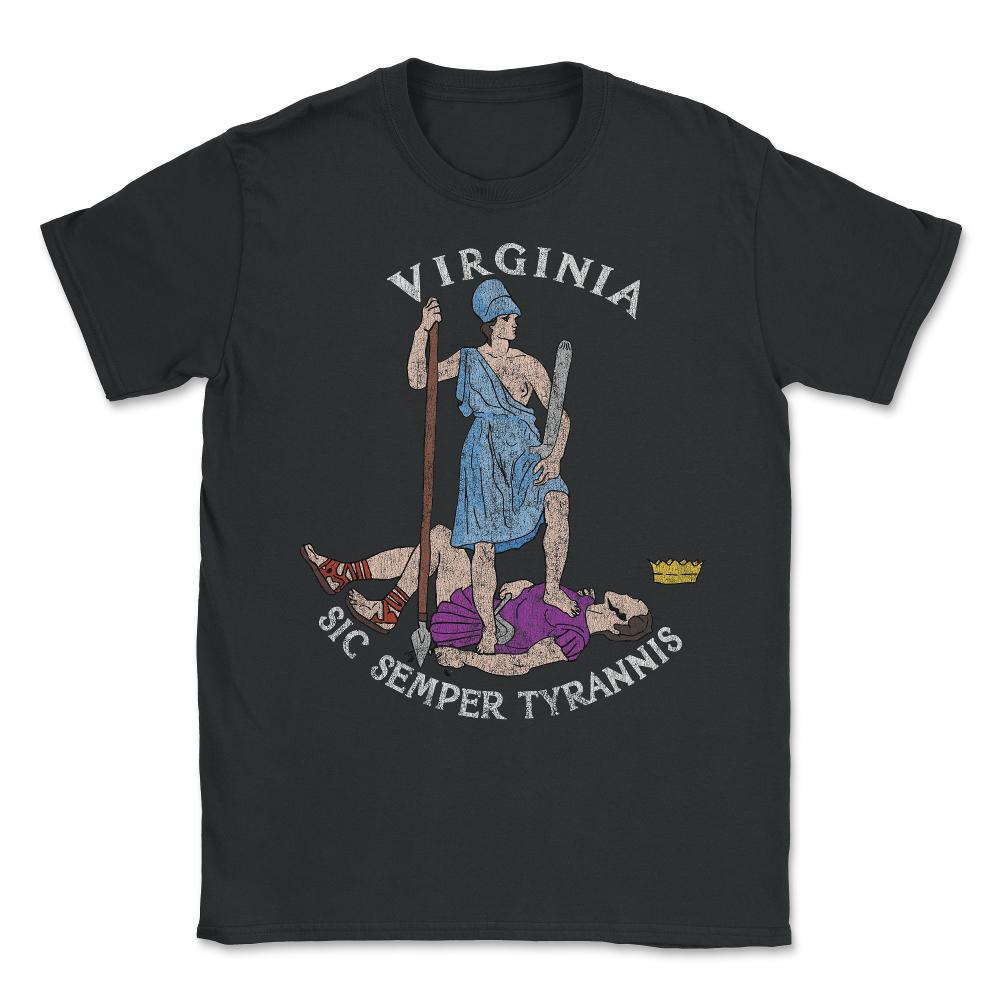Vintage Seal of Virginia Sic Semper Tyrannis Unisex T-Shirt - Black