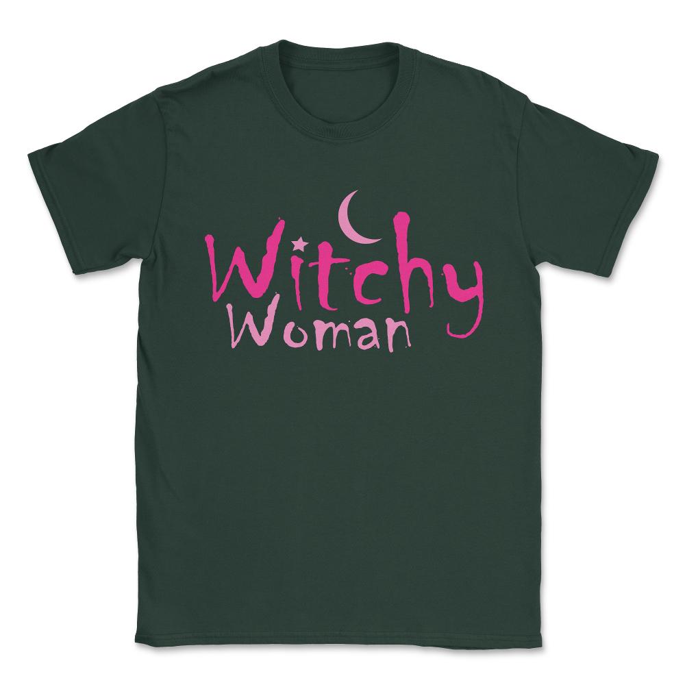 Witchy Woman Funny Halloween Witch Unisex T-Shirt - Forest Green