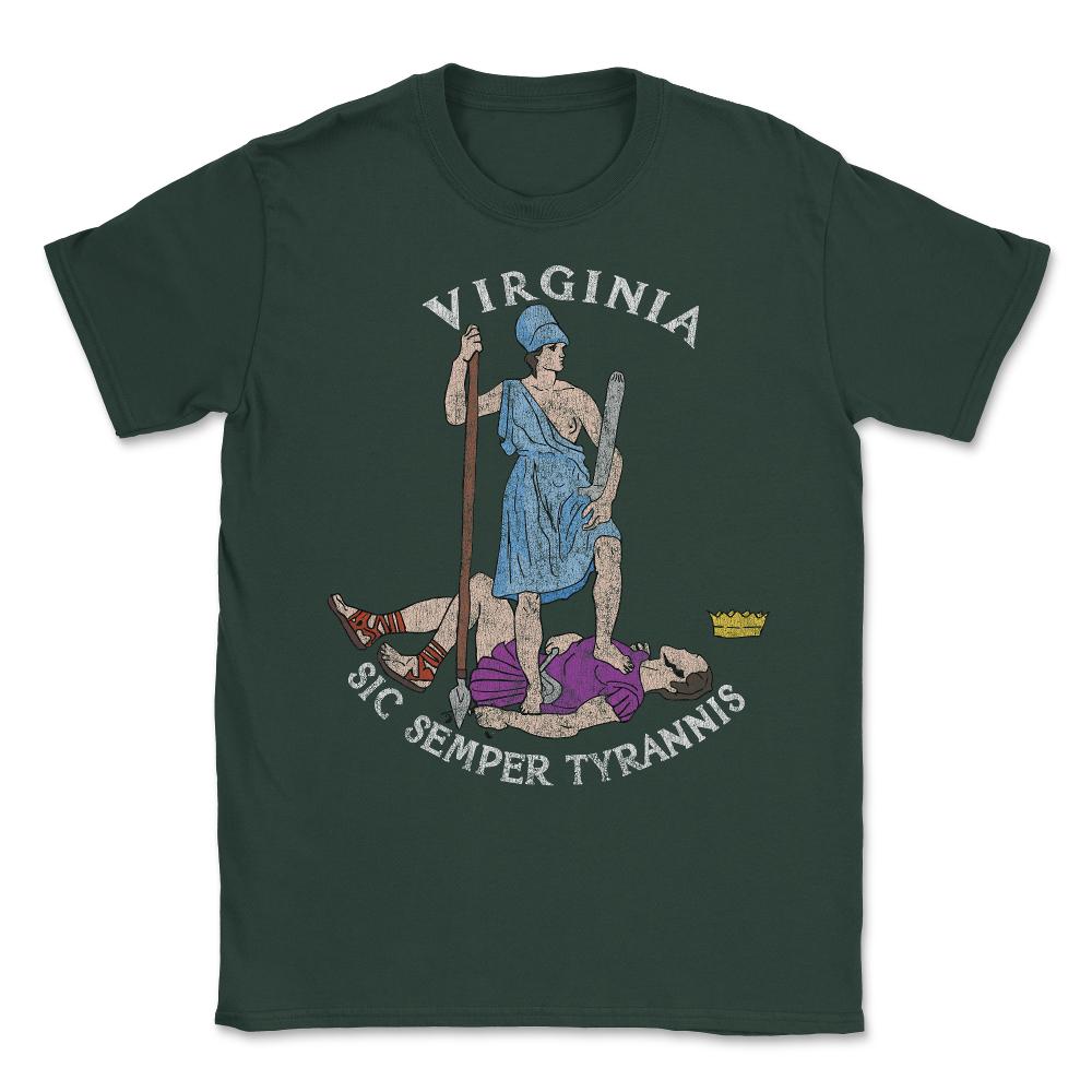 Vintage Seal of Virginia Sic Semper Tyrannis Unisex T-Shirt - Forest Green